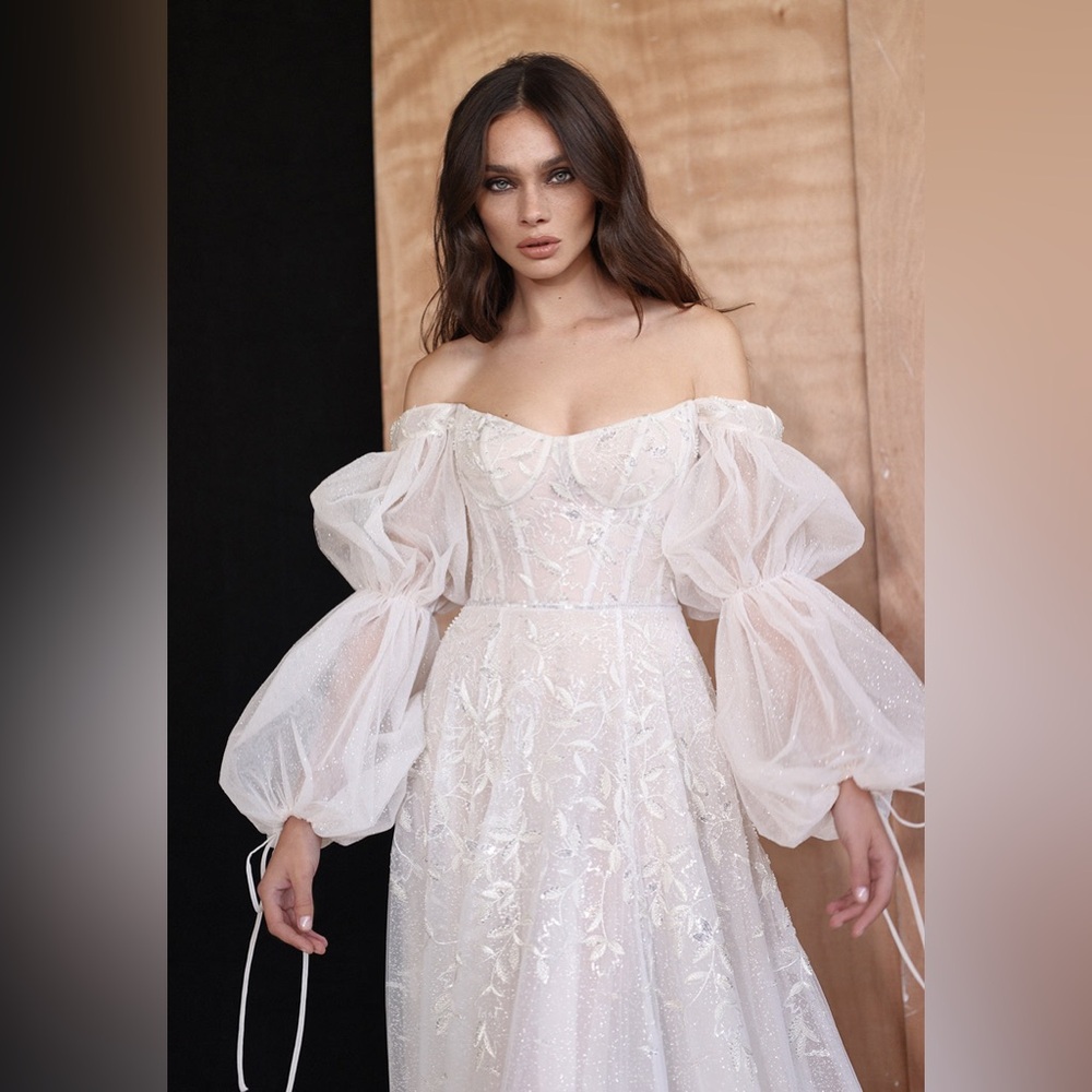 Galia Lahav Mel Scoop Neck Corset Hand Embellished Embroidered Bridal Gown XS